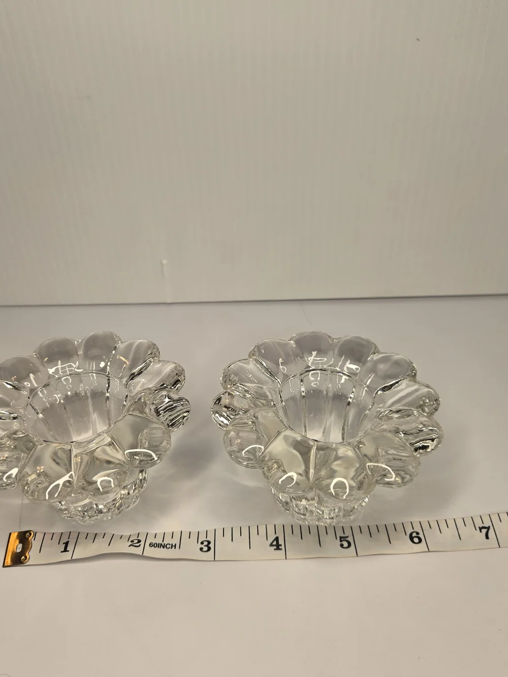 Vintage  INDONESIA Crystal Clear Glass Candle Holders (Pair)